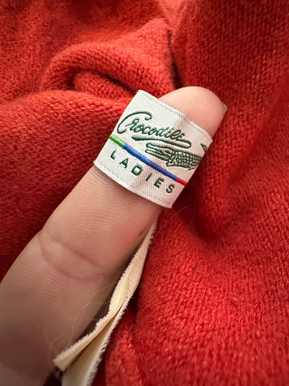 Vintage Lacoste Burnt Orange Wool Blend Mock Neck Cable Knit Sweater Size Small - Picture 8 of 9